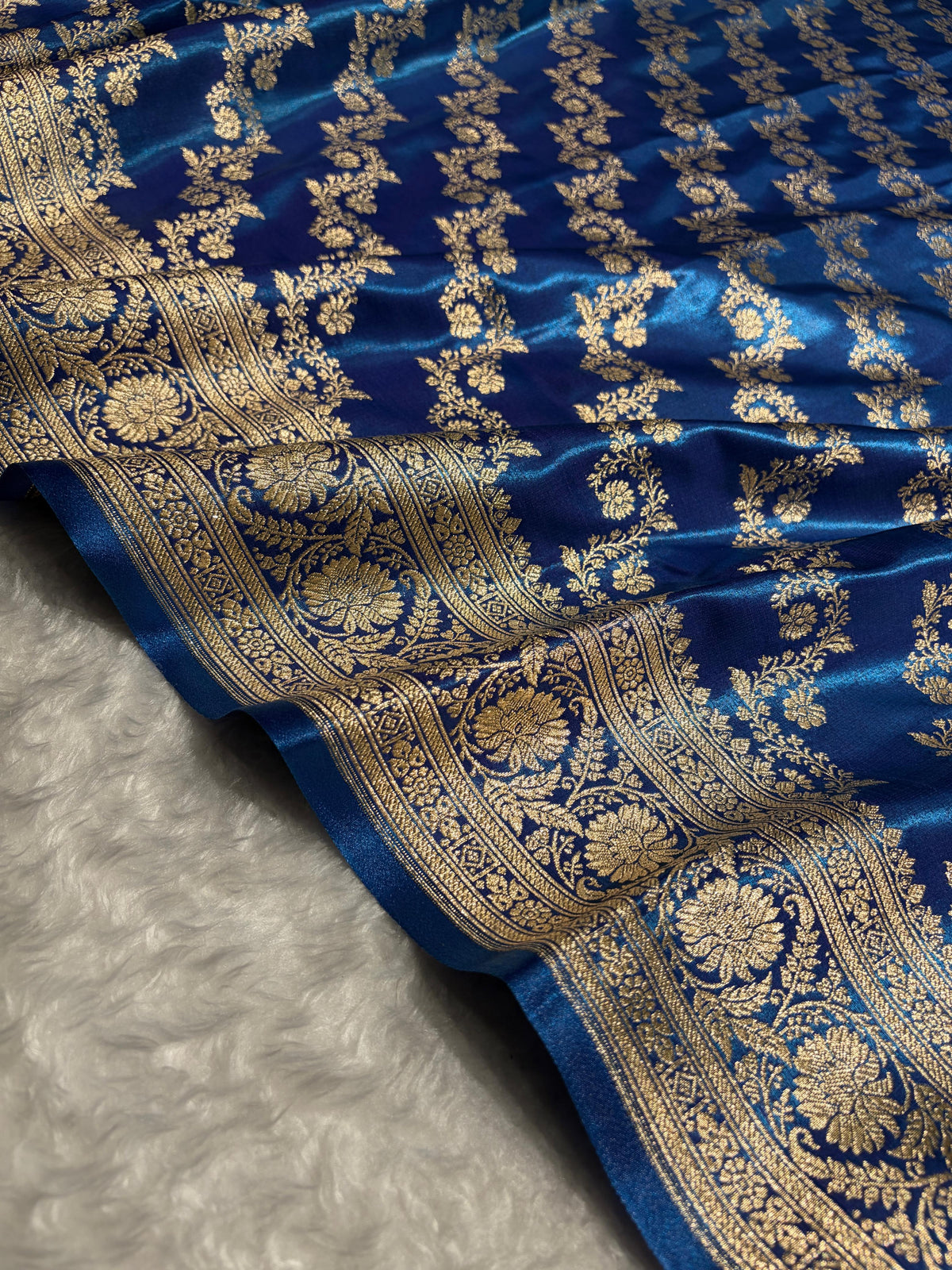 Cross Firozy Shades Banarasi Satin Silk Saree SS32