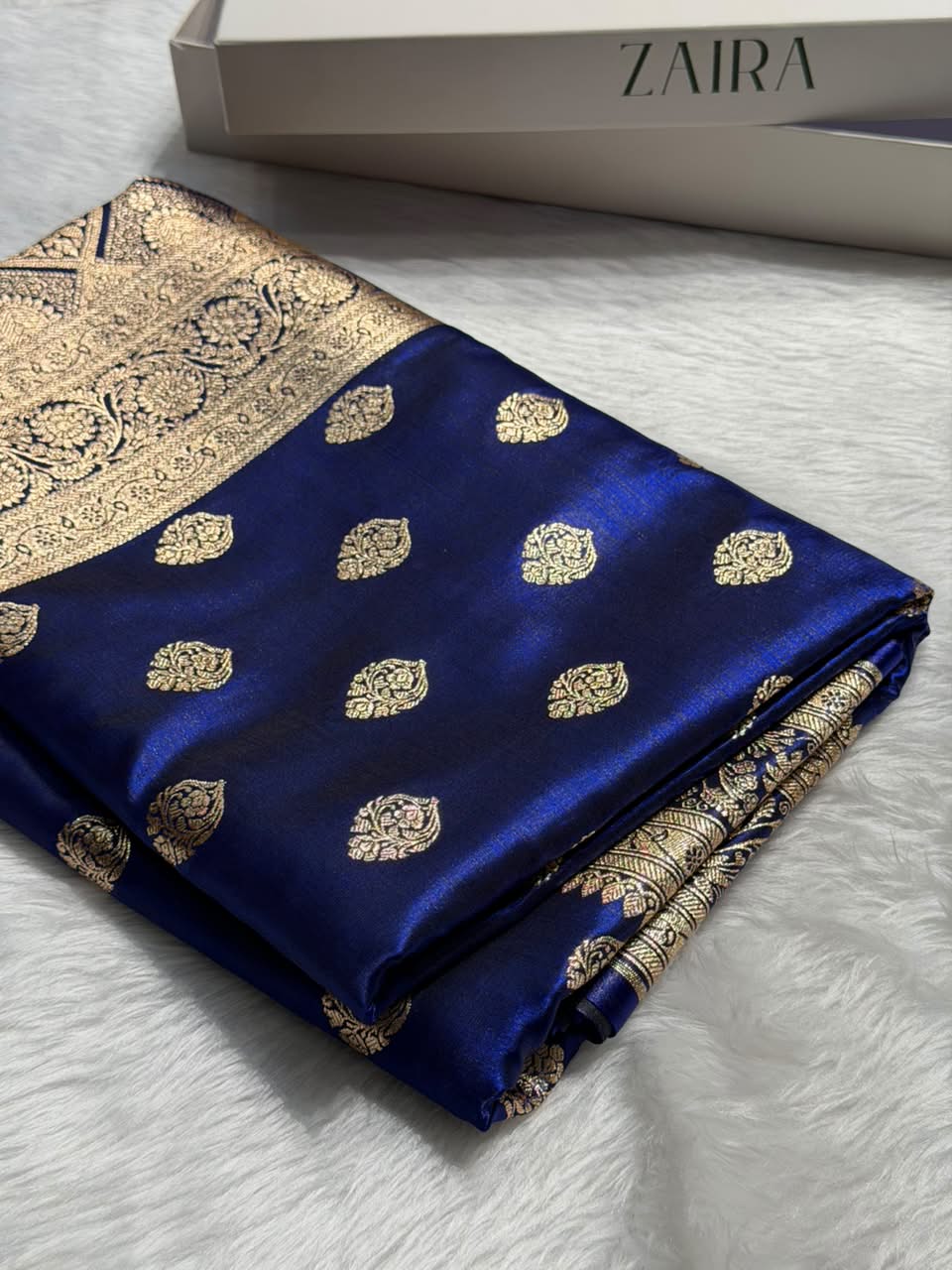 Banarasi Satin Silk Boota in Royal Blue Shades SS03