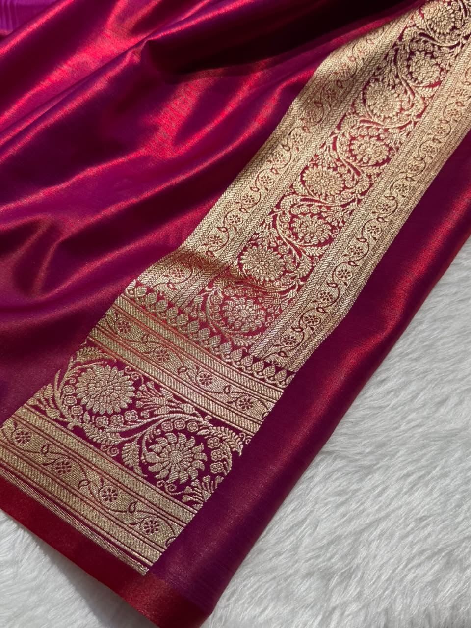 Banarasi Satin Silk Boota in Reddish Magenta Shades SS03
