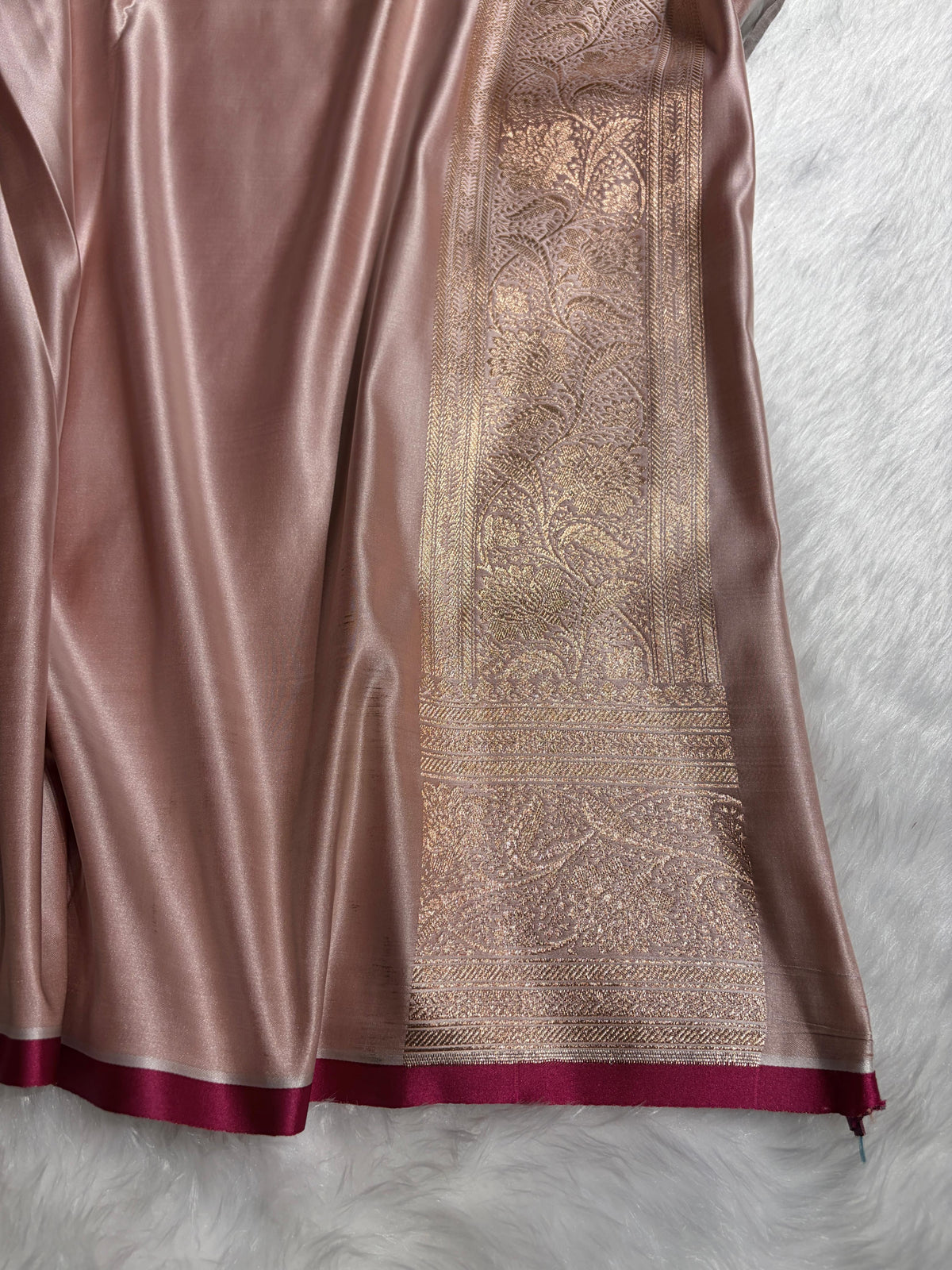 Rose Gold Booti Katan Silk Saree SK08
