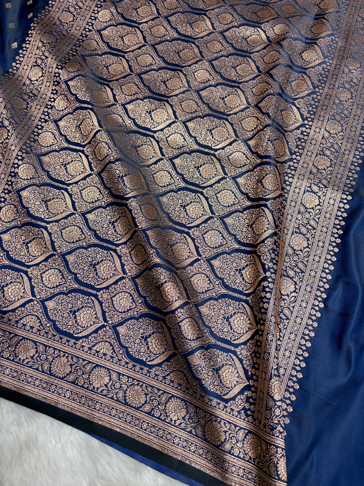 Banarasi Boota Katan Silk Saree In Navy Blue Shades SK03
