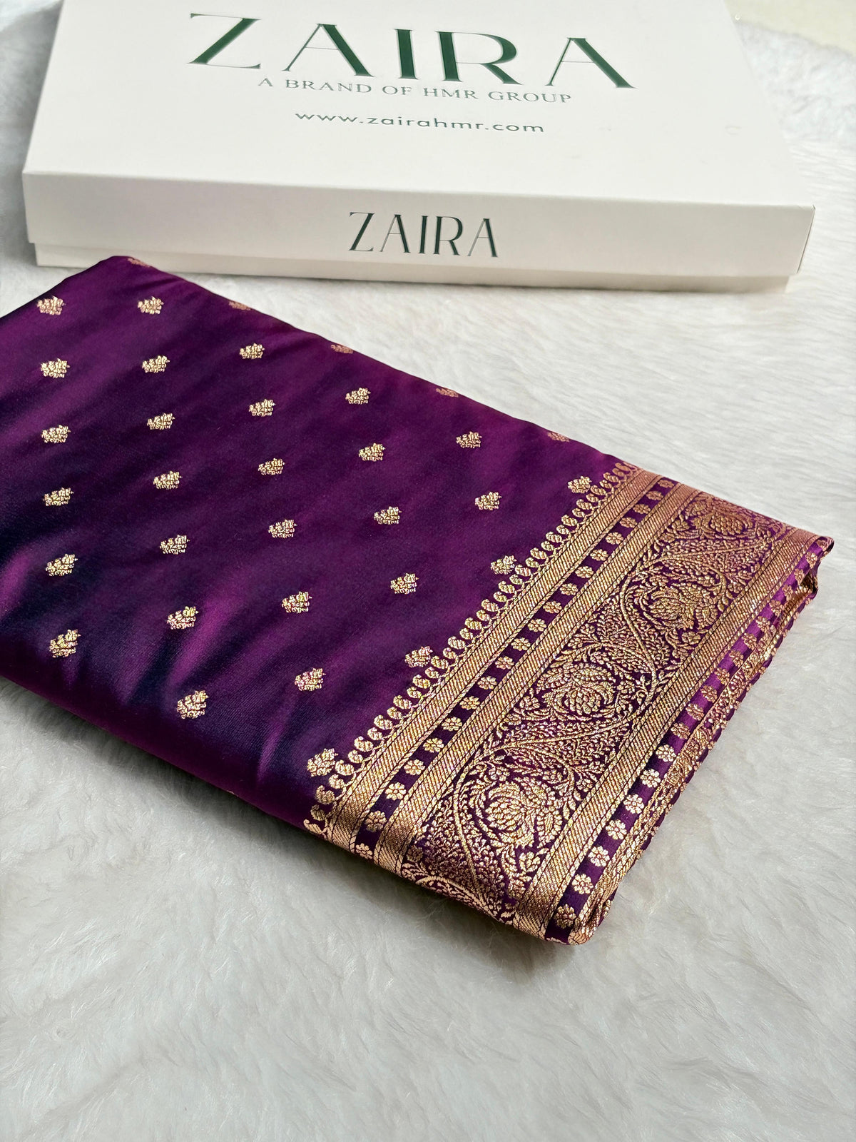Deep Wine Floral Pattern Satin Katan Silk Saree SK78