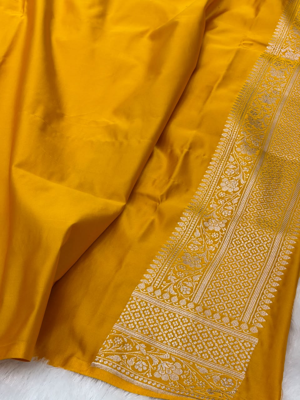 Yellow Shades in Rose Motif Pattern Mashru Silk Saree MSM-142
