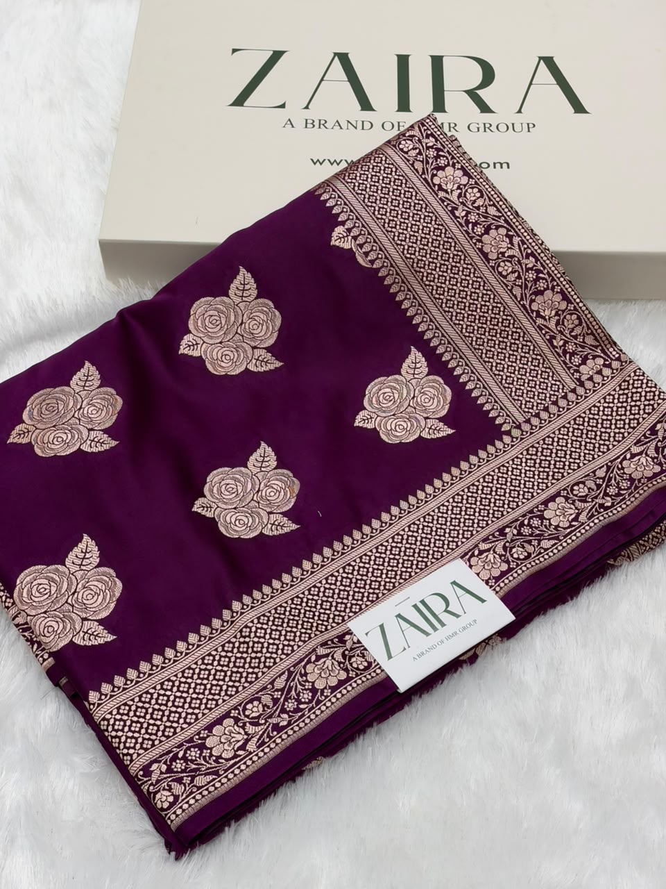 Deep Wine Shades in Rose Motif Pattern Mashru Silk Saree MSM-142