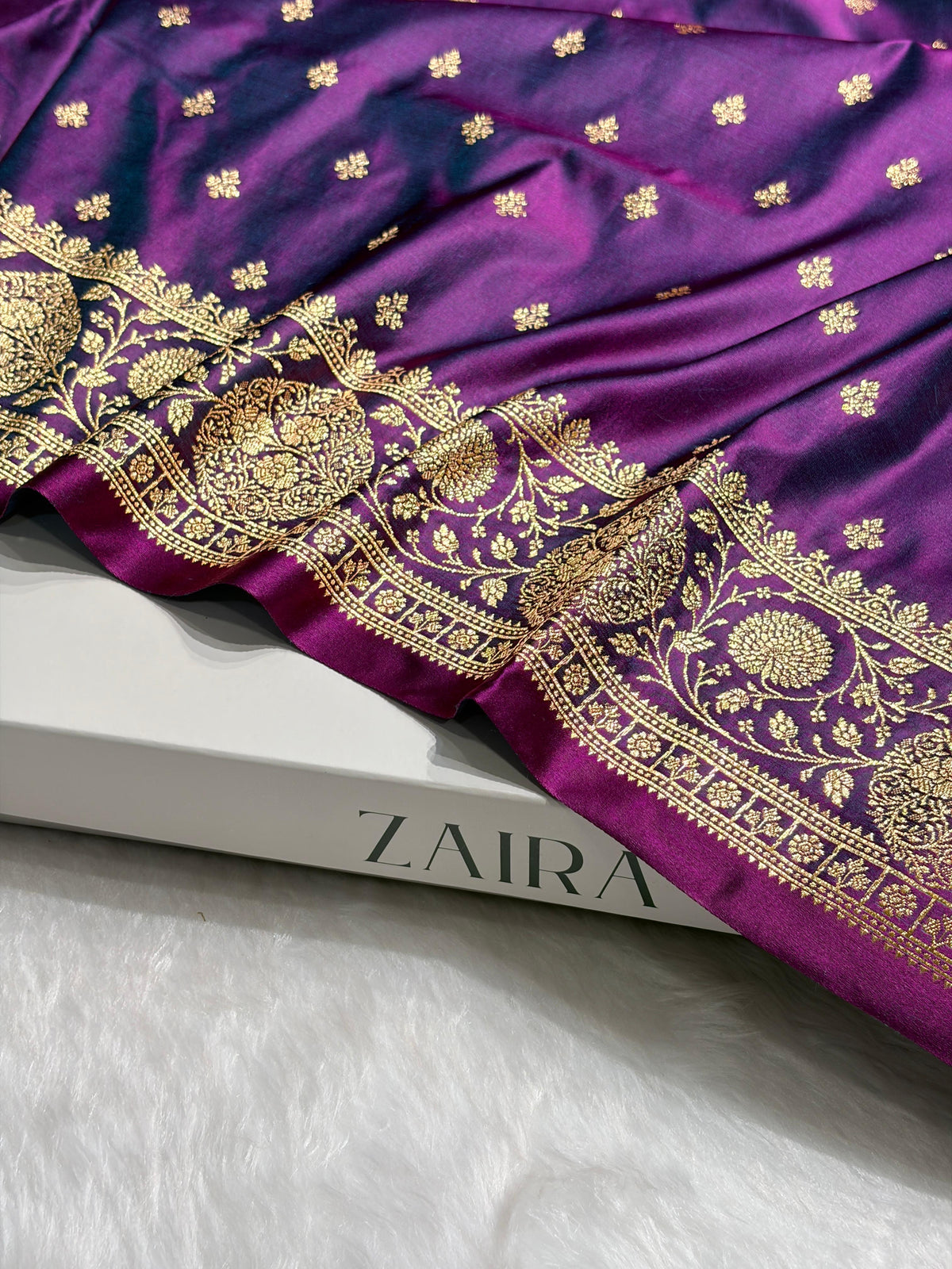 Banarasi Satin Katan Saree With Boota in Wine Shades SK117