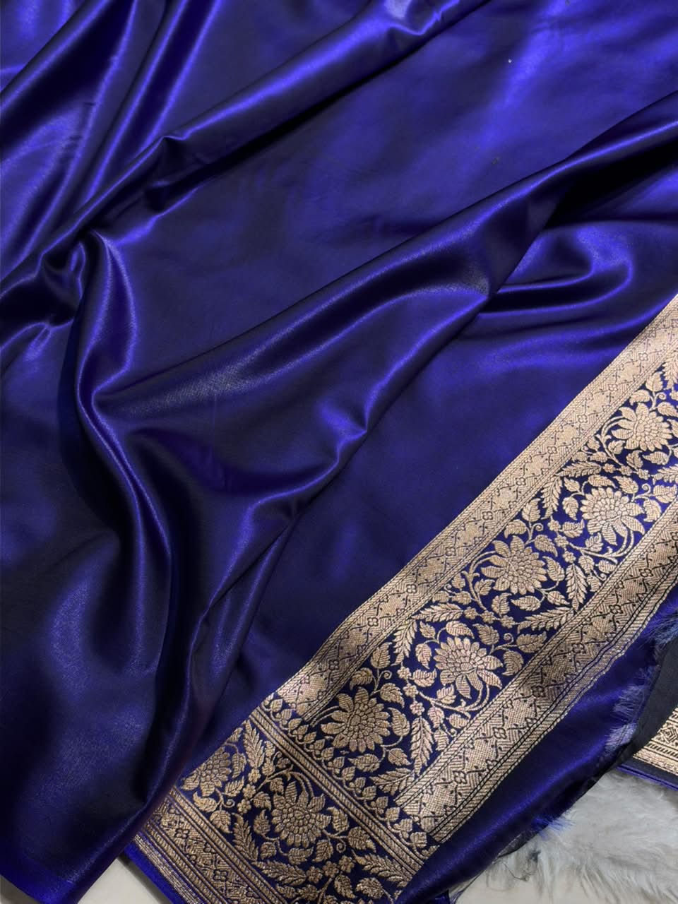 Banarasi Light Weight Satin Silk Royal Blue Shades SS66