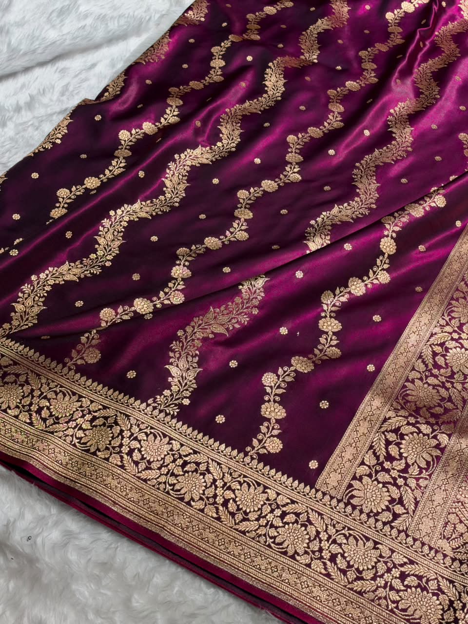 Banarasi Light Weight Satin Silk Deep Wine Shades SS66