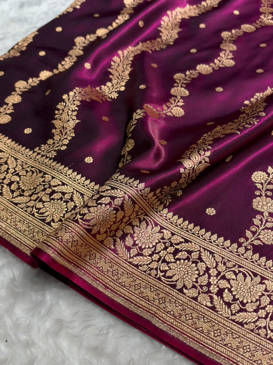 Banarasi Light Weight Satin Silk Deep Wine Shades SS66