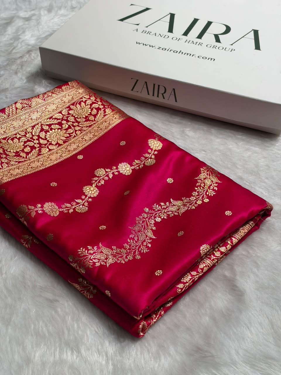Banarasi Light Weight Satin Silk Rani Pink Shades SS66