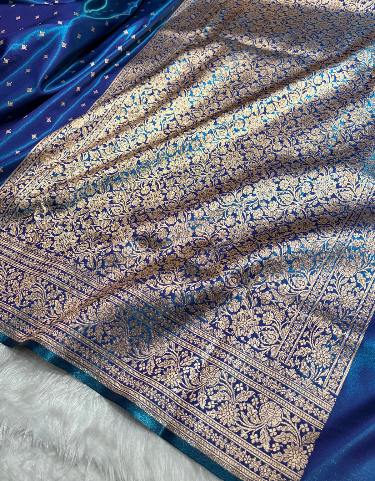 Banarasi Light Weight Satin Silk Peacock Shades SS68