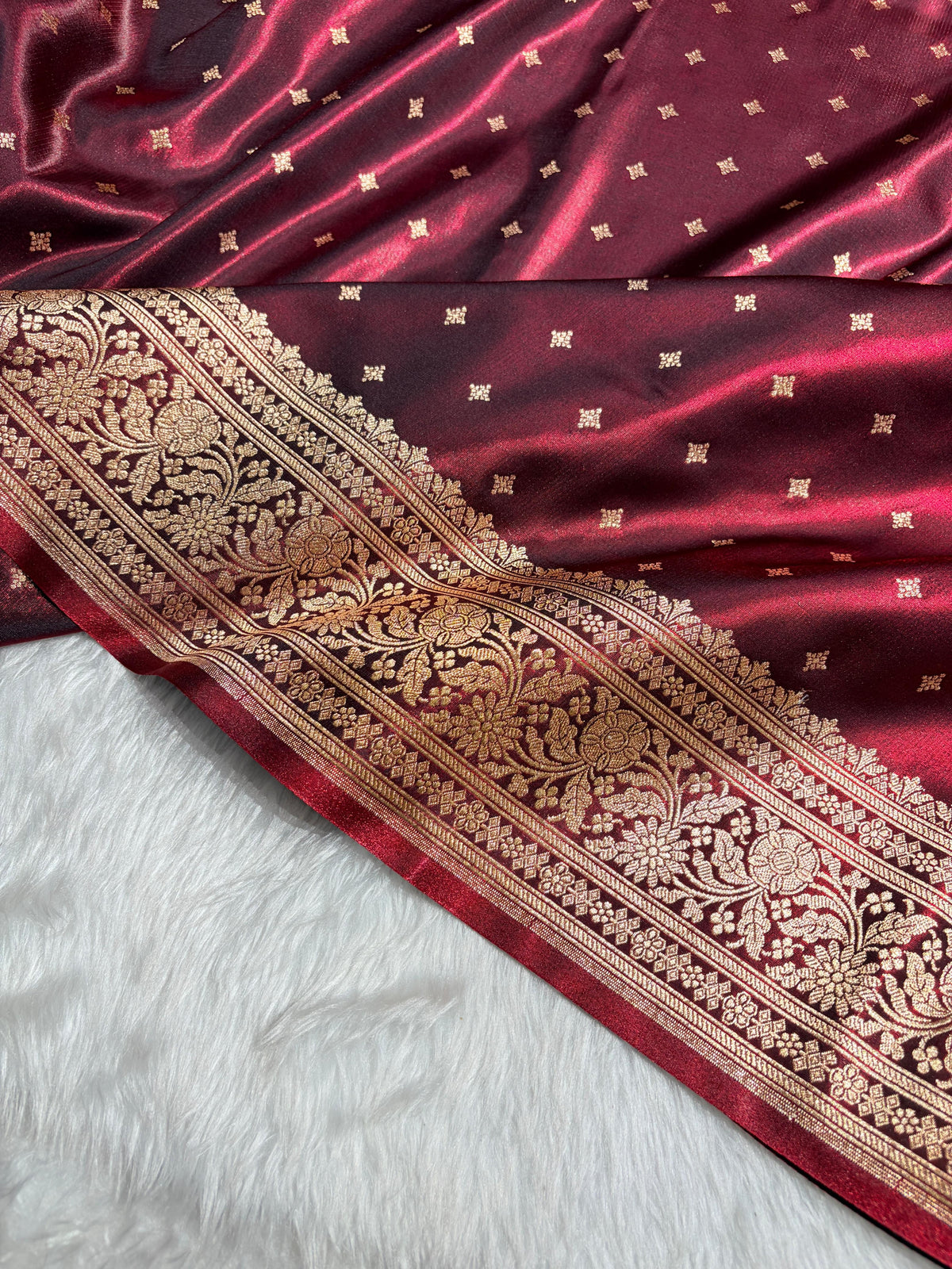 Banarasi Light Weight Satin Silk Maroon Shades SS68