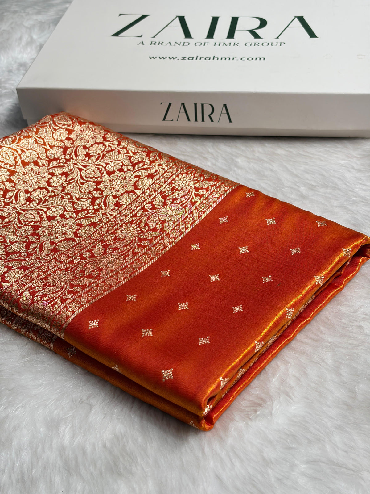 Banarasi Light Weight Satin Silk Orange Shades SS68