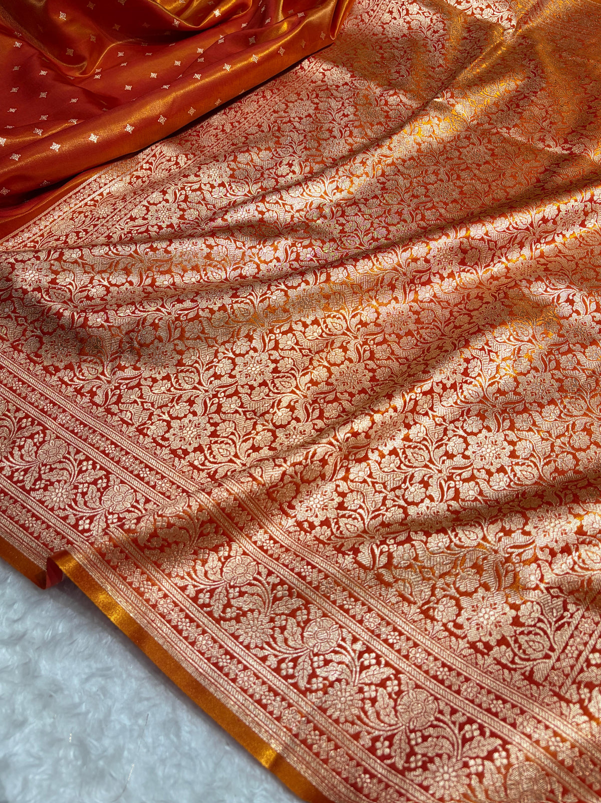 Banarasi Light Weight Satin Silk Orange Shades SS68