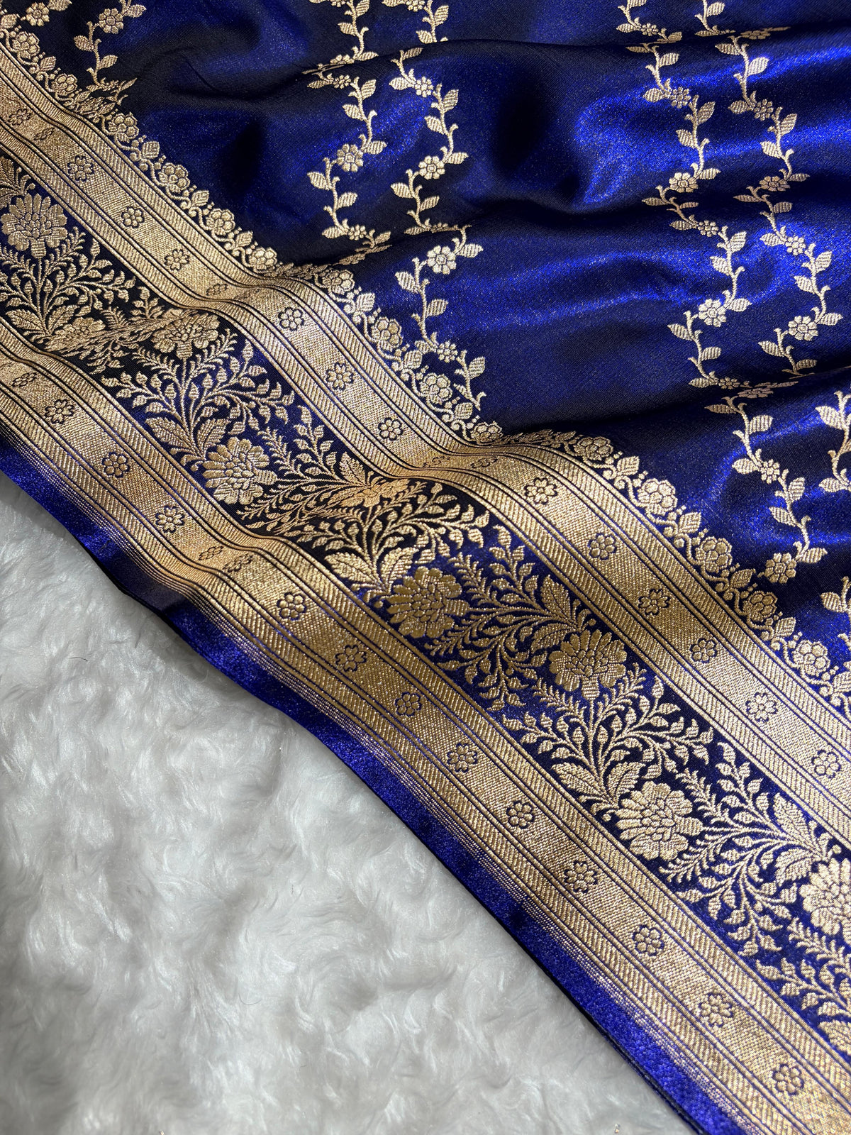 Banarasi Light Weight Satin Silk Blue Shades SS69