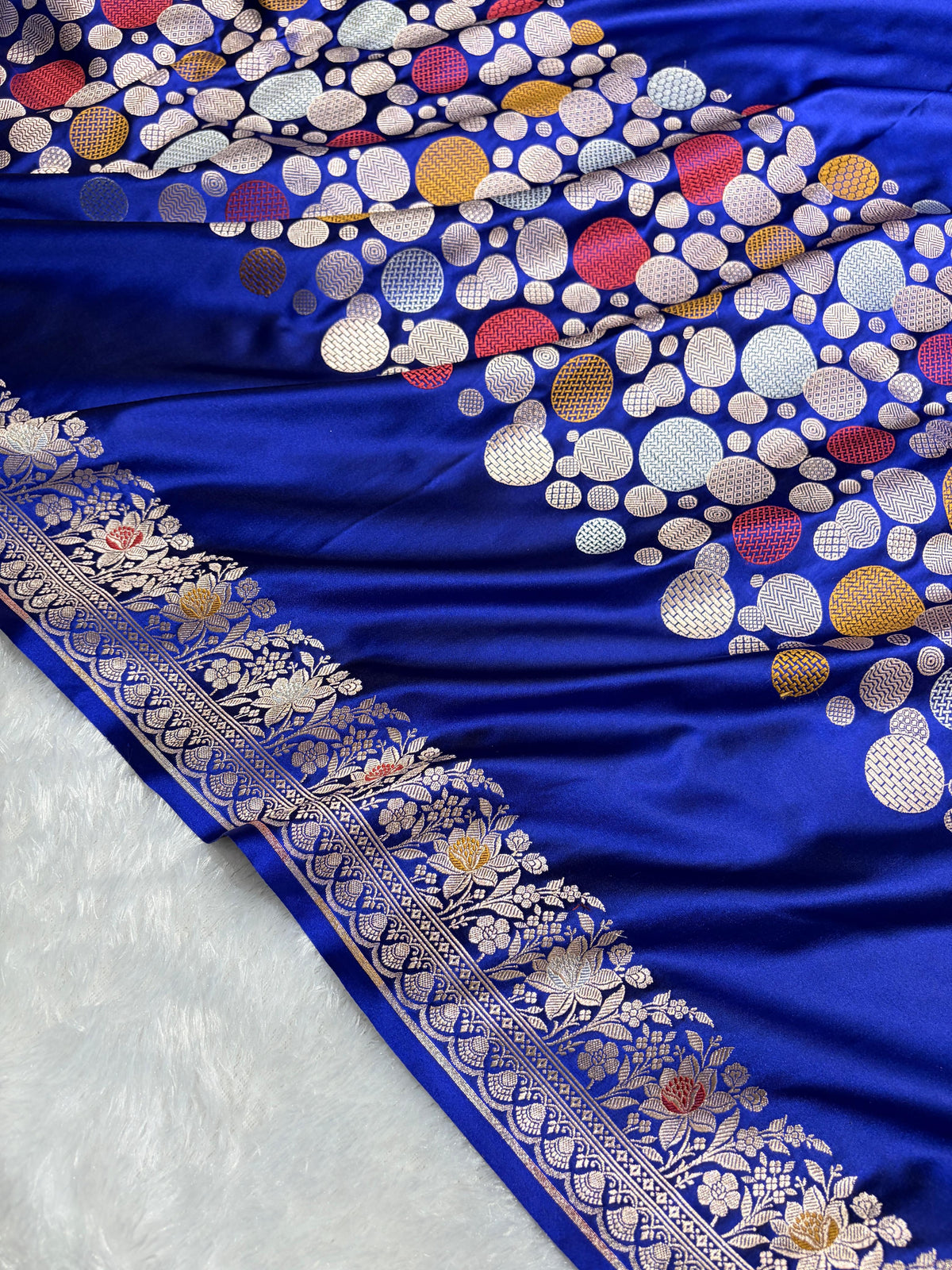 Royal Blue Saree in boota Pattern Mashru Silk Saree MSM-146