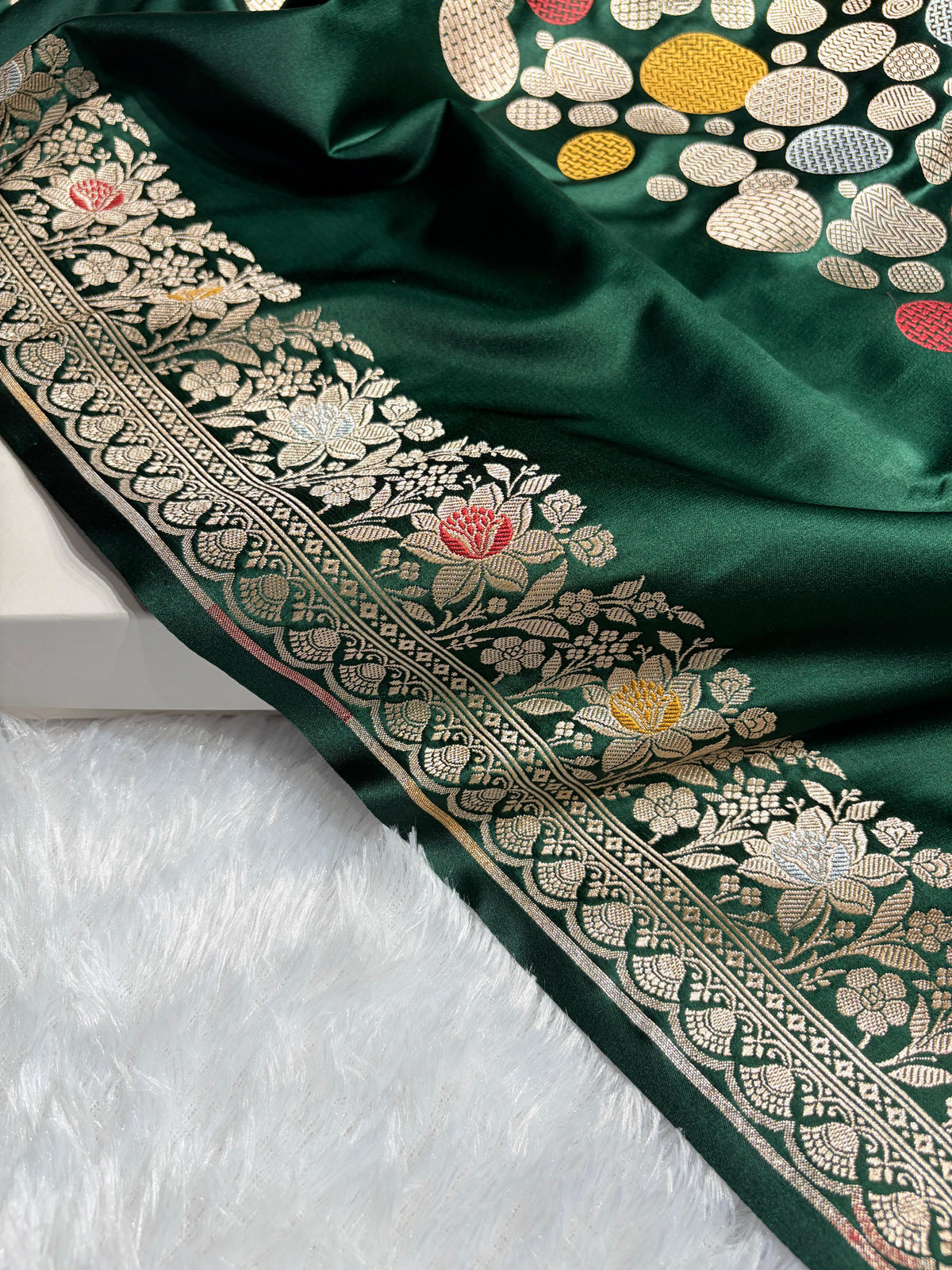 Bottle Green Saree in boota Pattern Mashru Silk Saree MSM-146