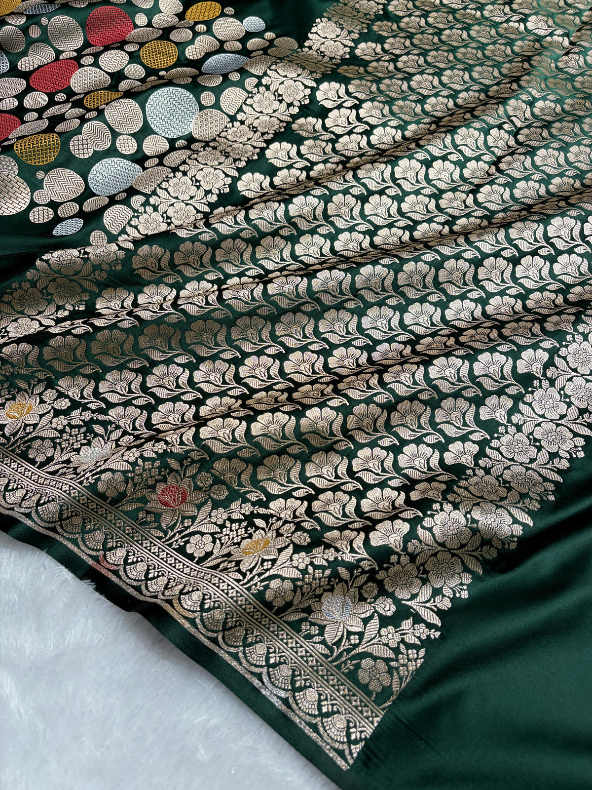 Bottle Green Saree in boota Pattern Mashru Silk Saree MSM-146