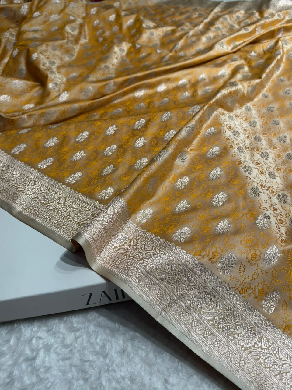 Mustard Shades Tanchoi Motif Mashru Silk Saree MST-10