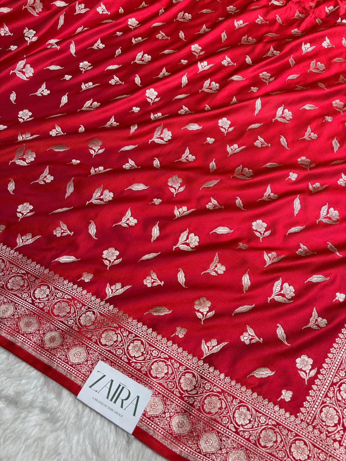 Red Shades Banarasi Boota Pattern Floral Mashru Silk Saree MSM-147