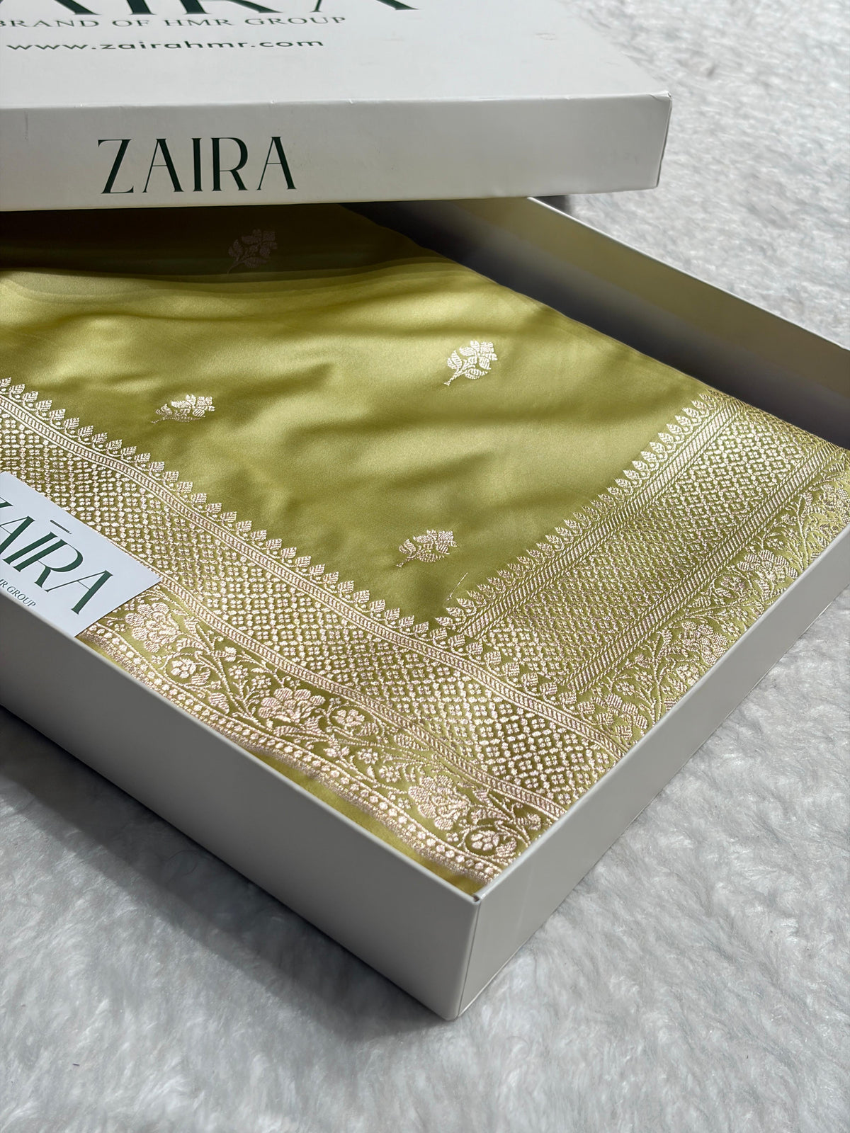 Lemon Pista Shades Banarasi Boota Pattern Floral Mashru Silk Saree MSM-148