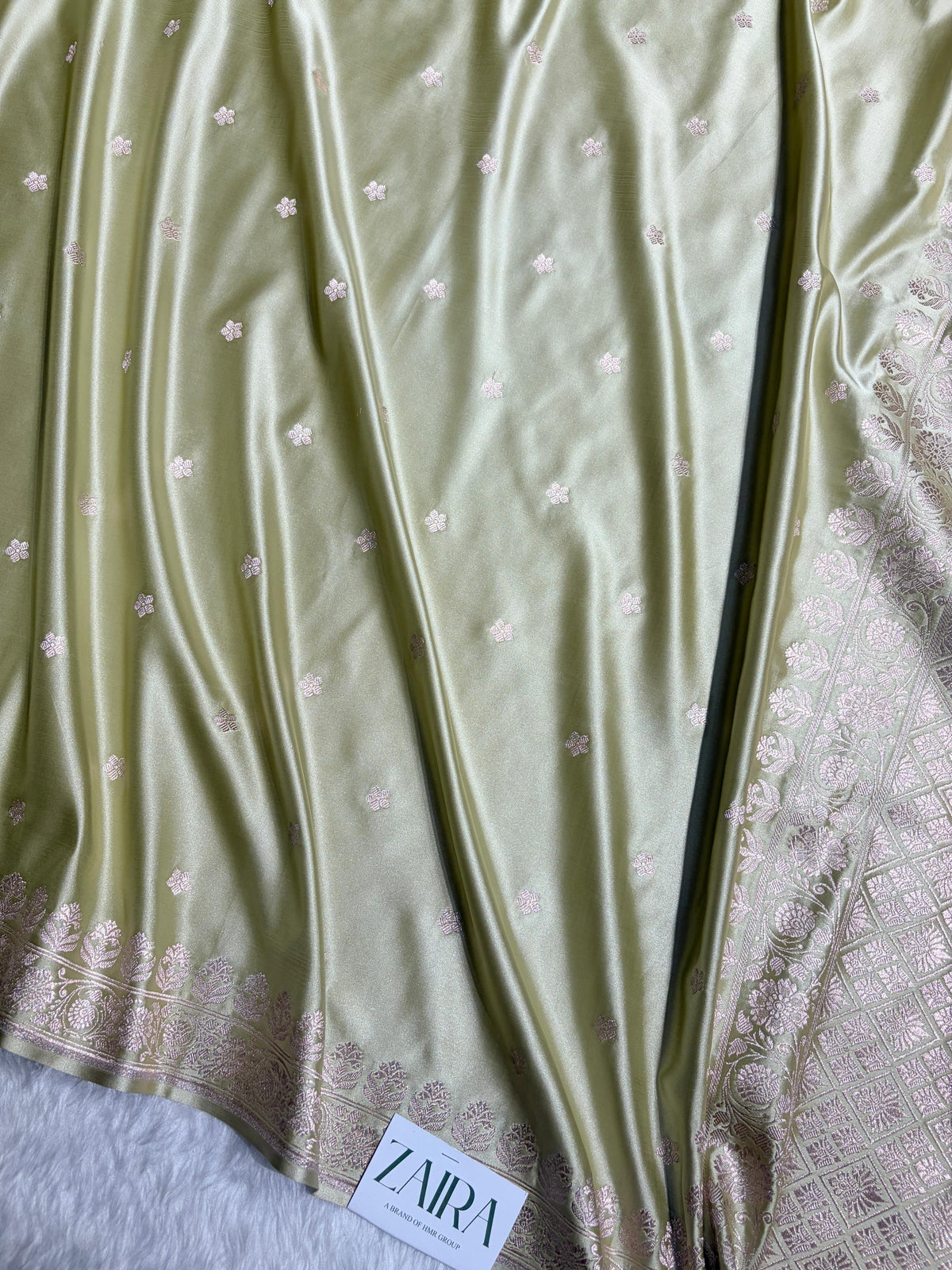 Light Pista Shades Banarasi Boota Pattern Floral Mashru Silk Saree MSM-149