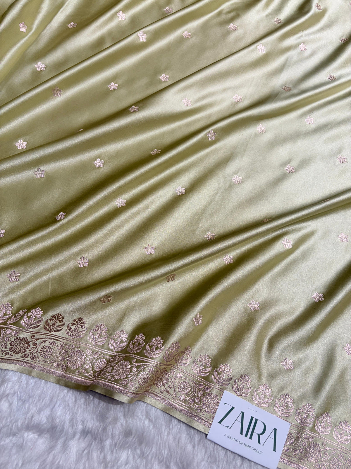 Light Pista Shades Banarasi Boota Pattern Floral Mashru Silk Saree MSM-149