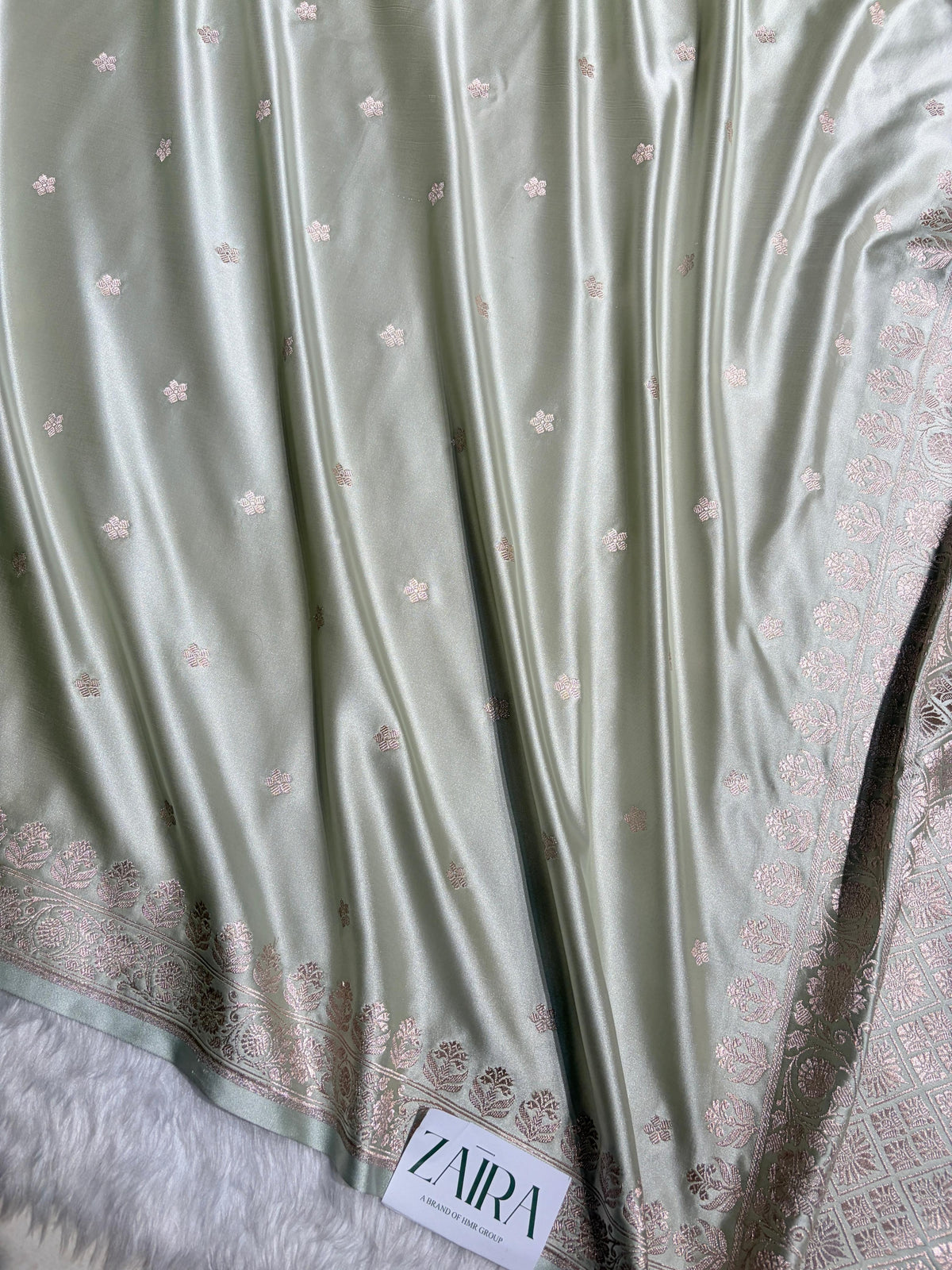 Light Gray Shades Banarasi Boota Pattern Floral Mashru Silk Saree MSM-149