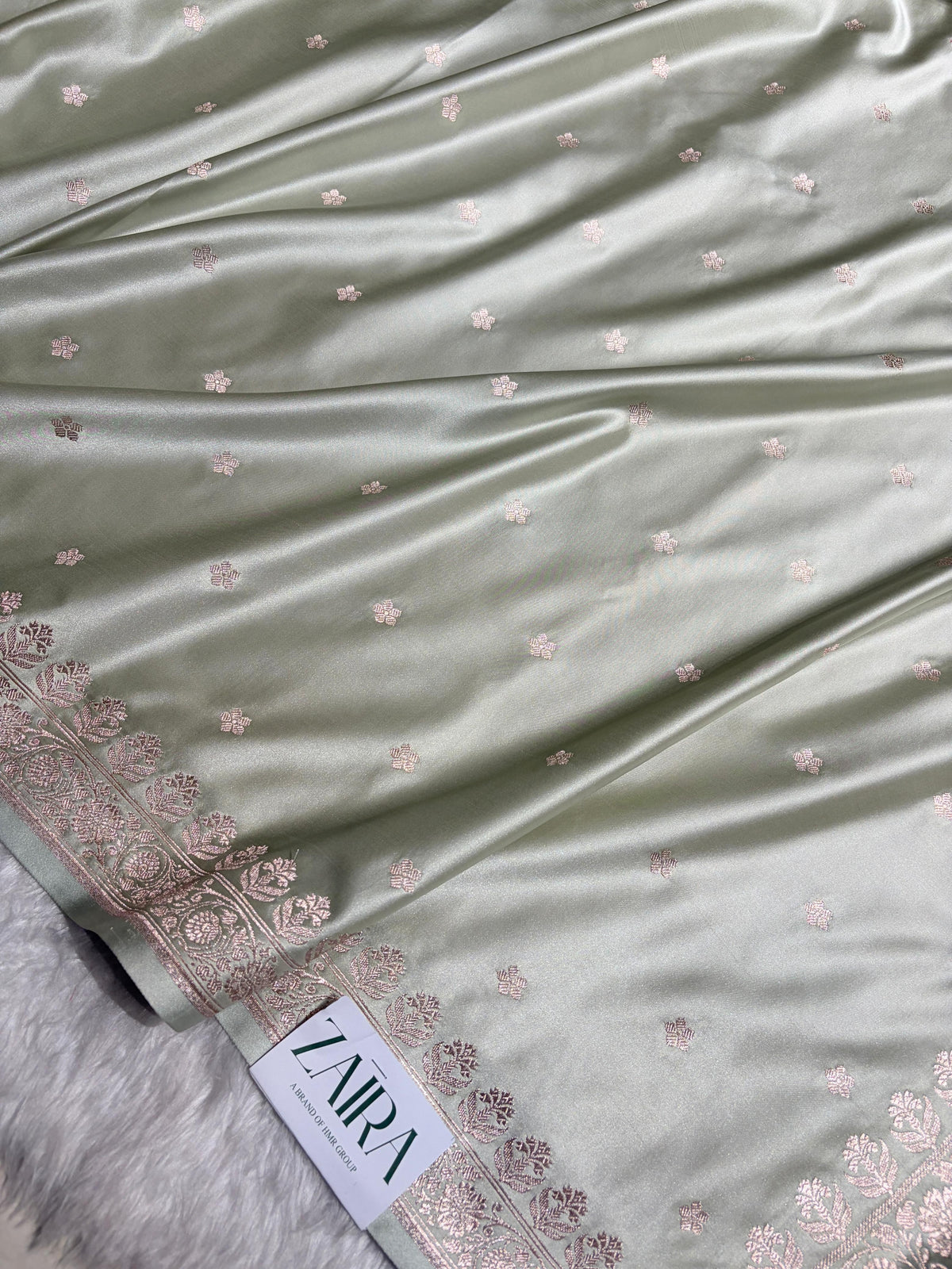 Light Gray Shades Banarasi Boota Pattern Floral Mashru Silk Saree MSM-149