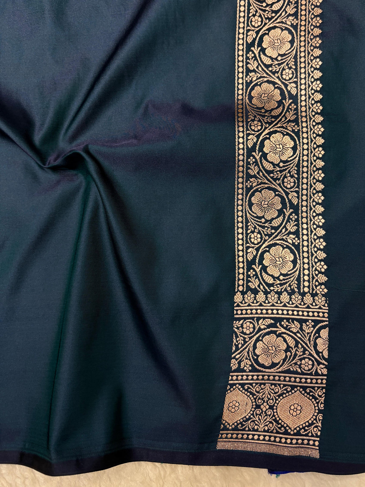 Navy Blue Shades Banarasi Boota Pattern Floral Mashru Silk Saree MSM-147