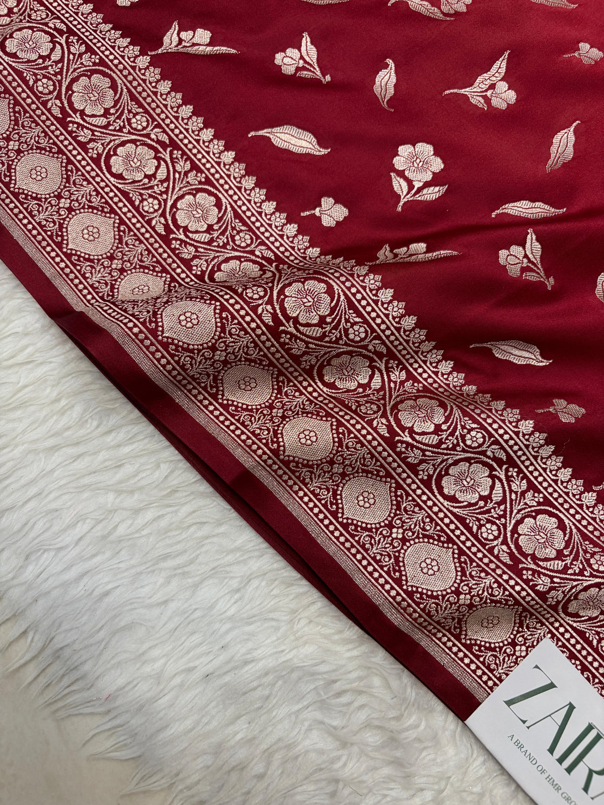 Maroon Shades Banarasi Boota Pattern Floral Mashru Silk Saree MSM-147