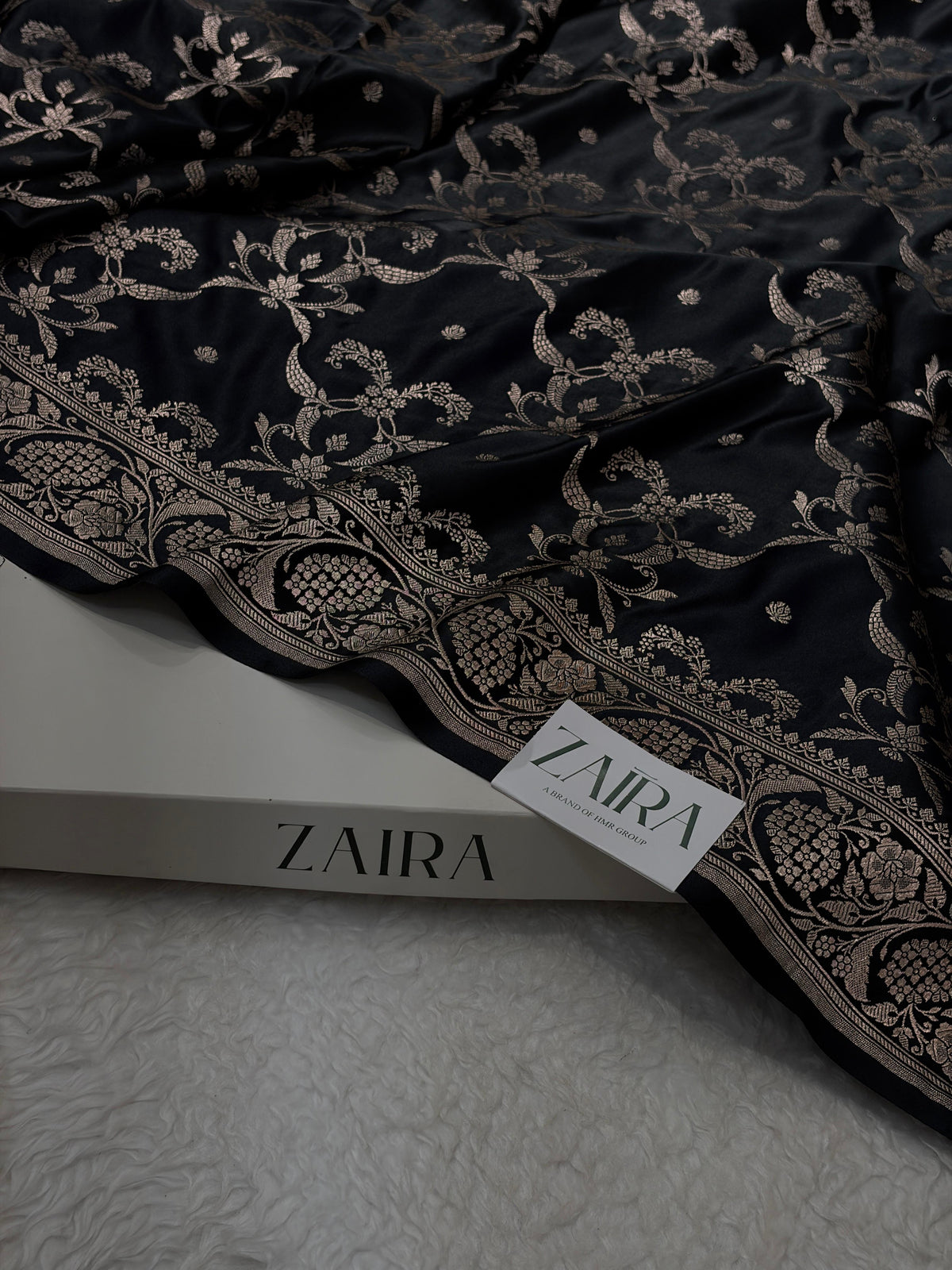 Black Shades Banarasi With Floral Jaal Pattern Mashru Silk Saree MSM-134