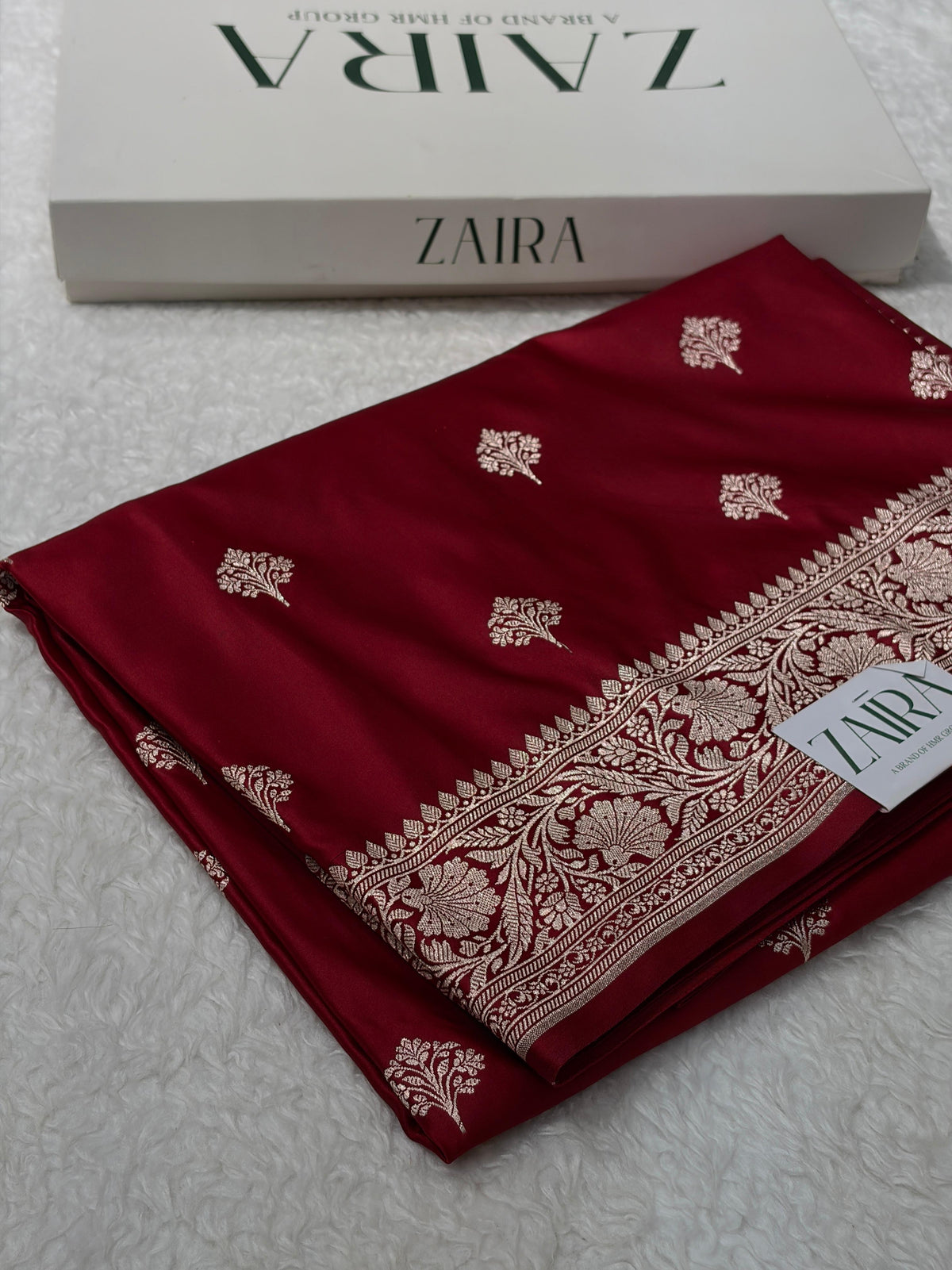 Maroon Shades Banarasi Boota Pattern Floral Mashru Silk Saree MSM-150
