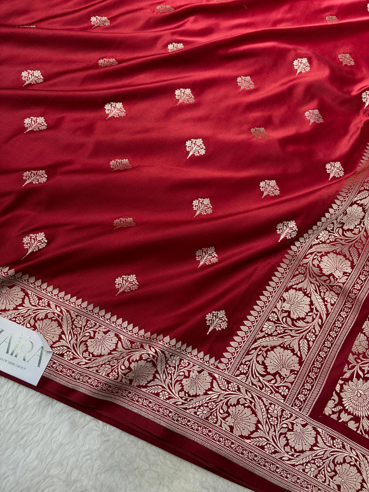 Maroon Shades Banarasi Boota Pattern Floral Mashru Silk Saree MSM-150