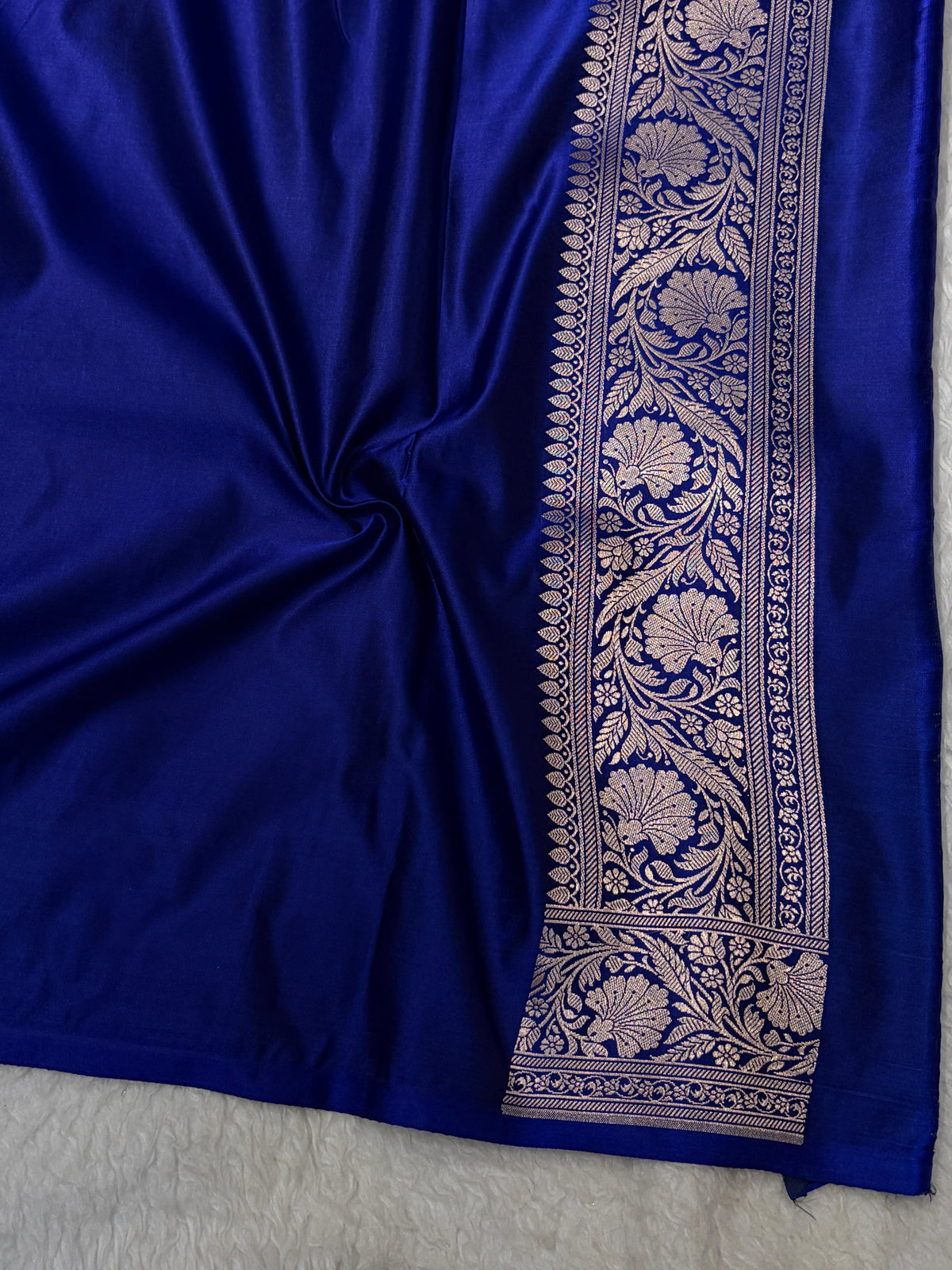 Royal Blue Shades Banarasi Boota Pattern Floral Mashru Silk Saree MSM-150