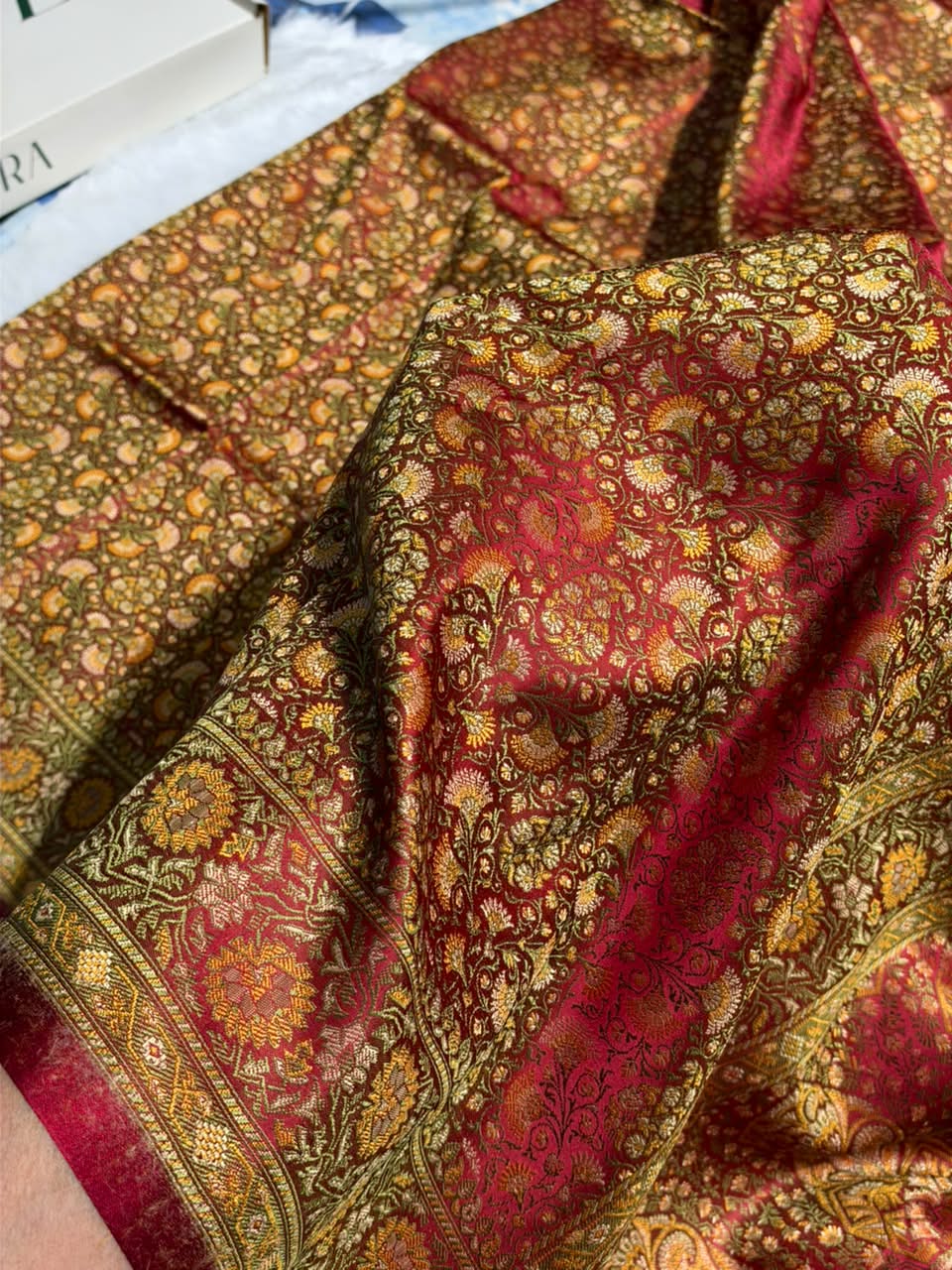 Maroon Jamawar Tanchoi Katan Silk Saree SKTM-28
