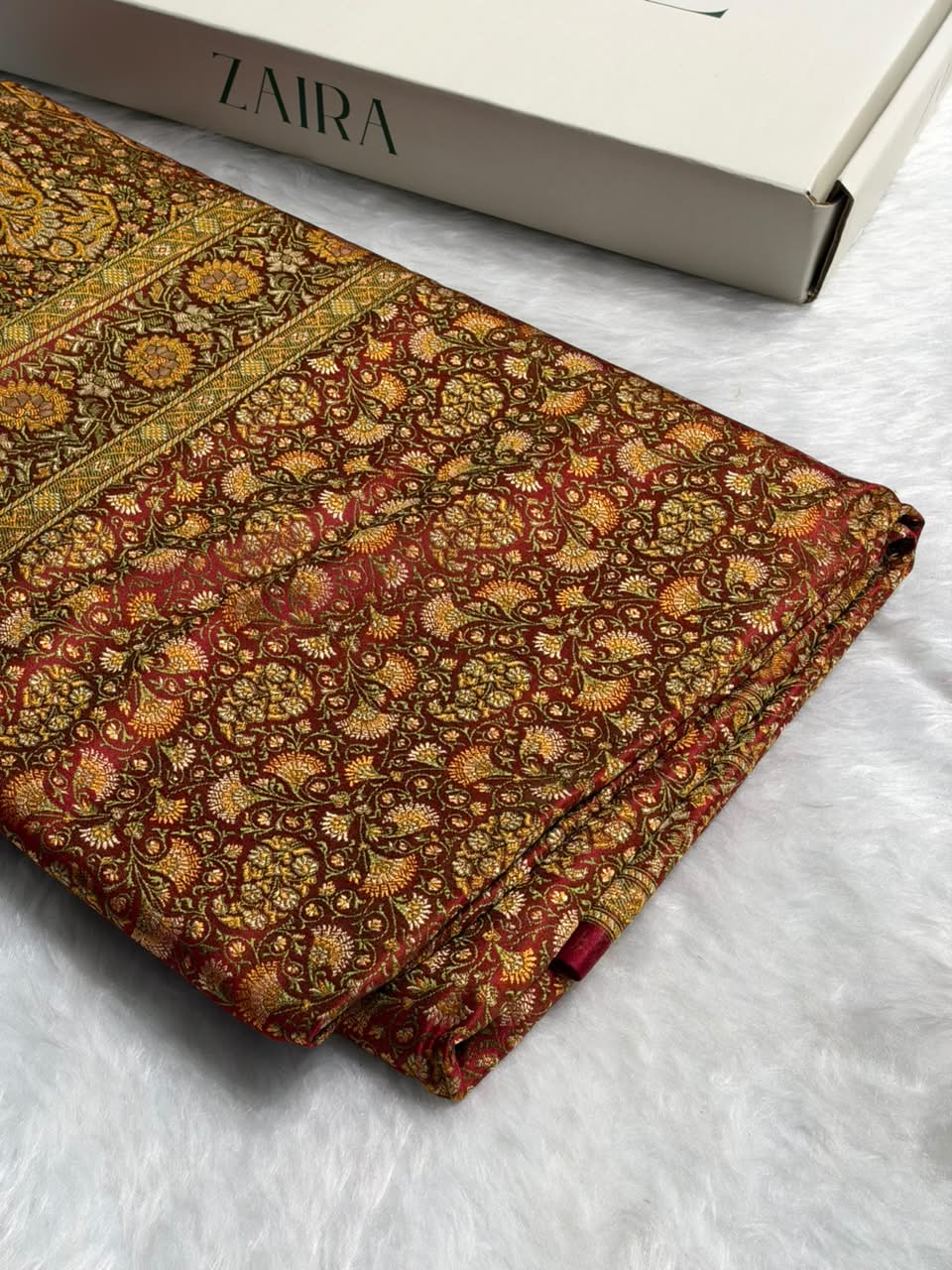 Maroon Jamawar Tanchoi Katan Silk Saree SKTM-28