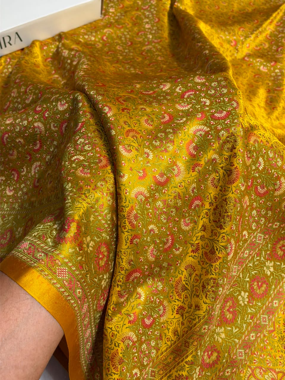 Yellow Jamawar Tanchoi Katan Silk Saree SKTM-28