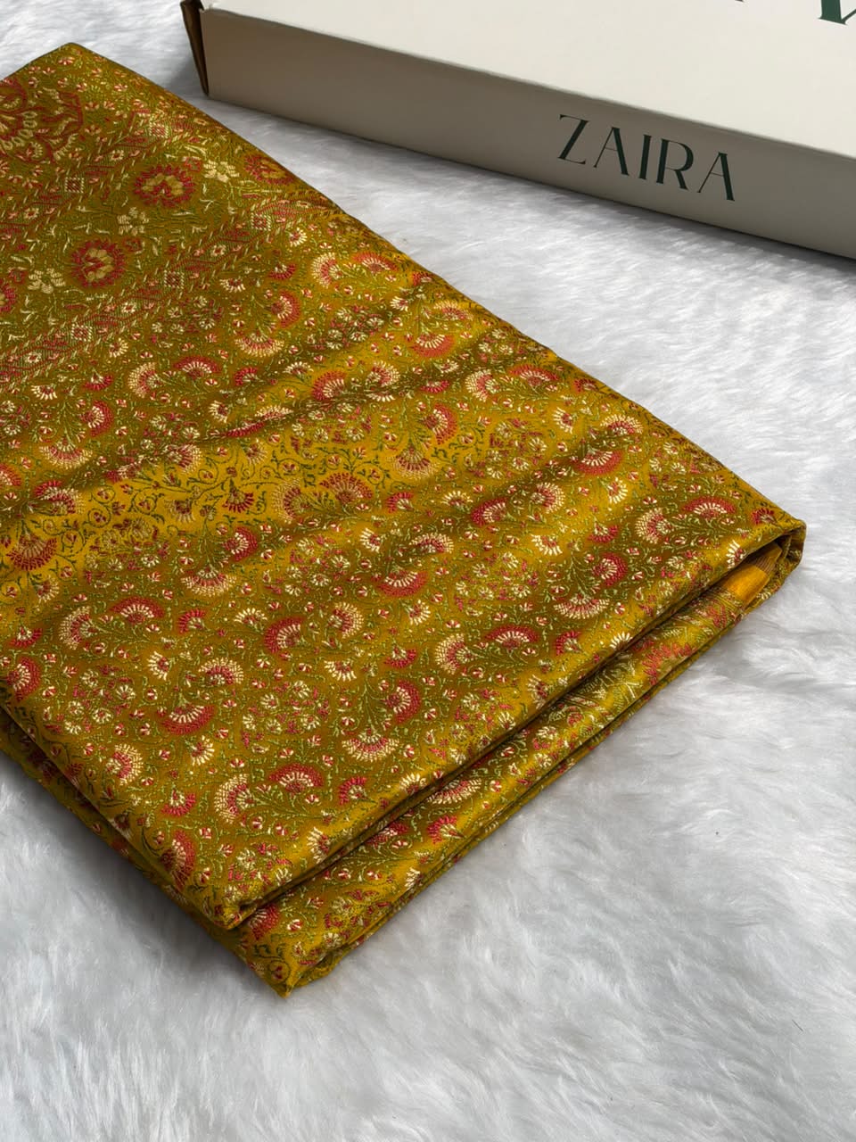 Yellow Jamawar Tanchoi Katan Silk Saree SKTM-28