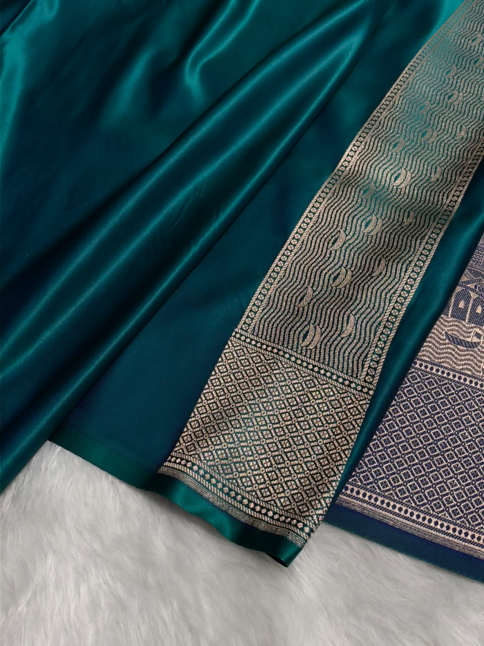 Rama Shades Ghat Pattern Satin Katan Silk Saree MSM-144