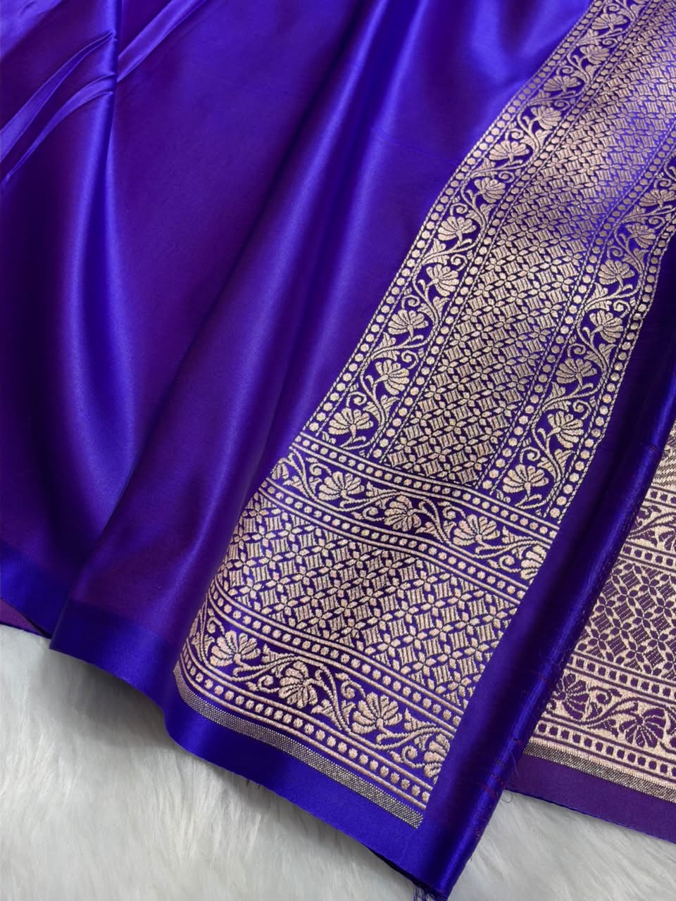 Royal Blue Shades Ghat Pattern Satin Katan Silk Saree MSM-144