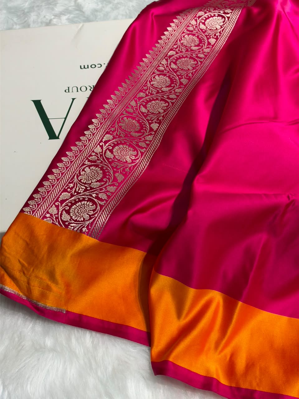 Pink With Yellow Shades Border Banarasi Booti Pattern Mashru Silk Saree MSM-141