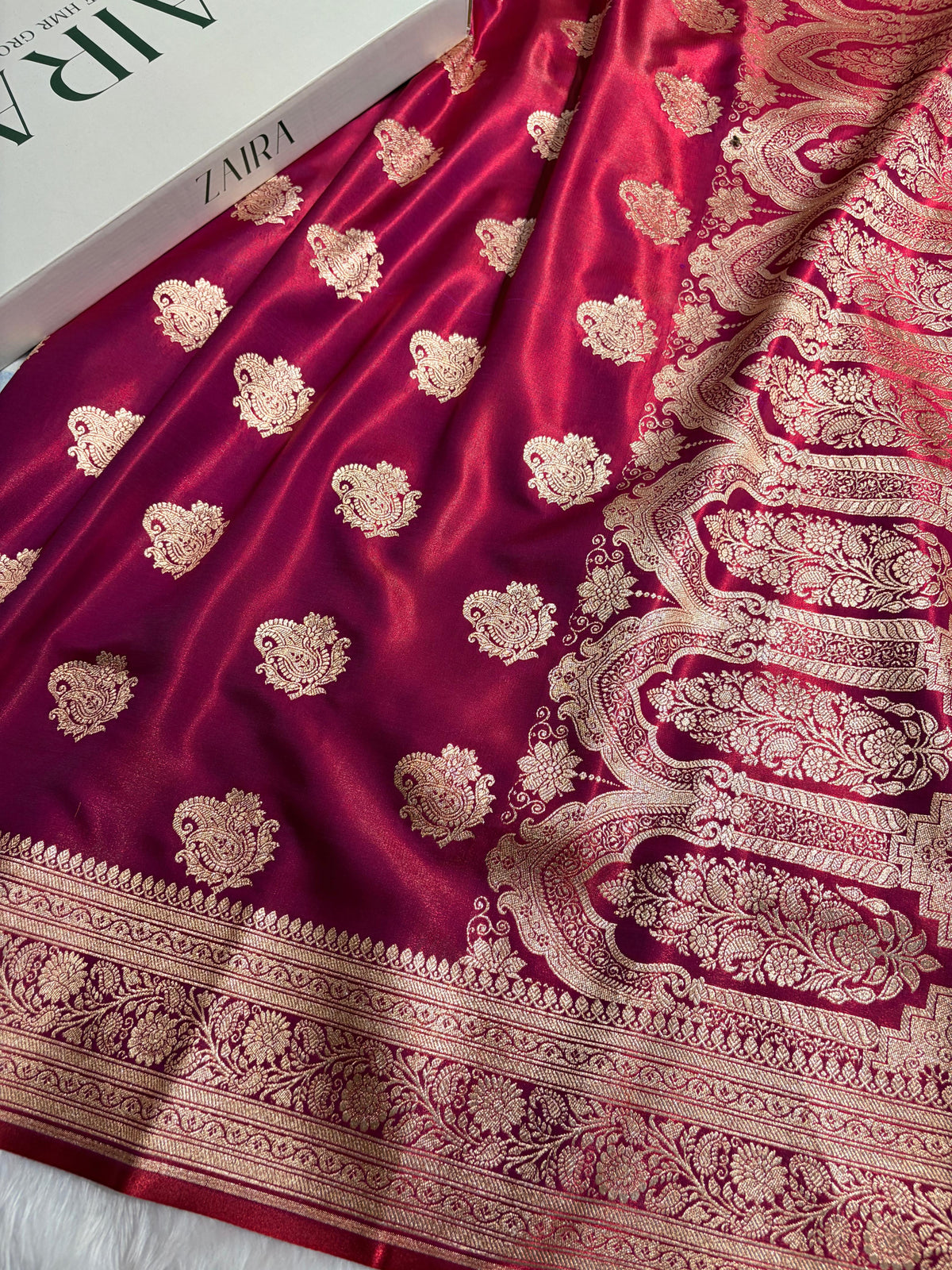 Banarasi Light Weight Satin Silk Rani Pink Shades SS71