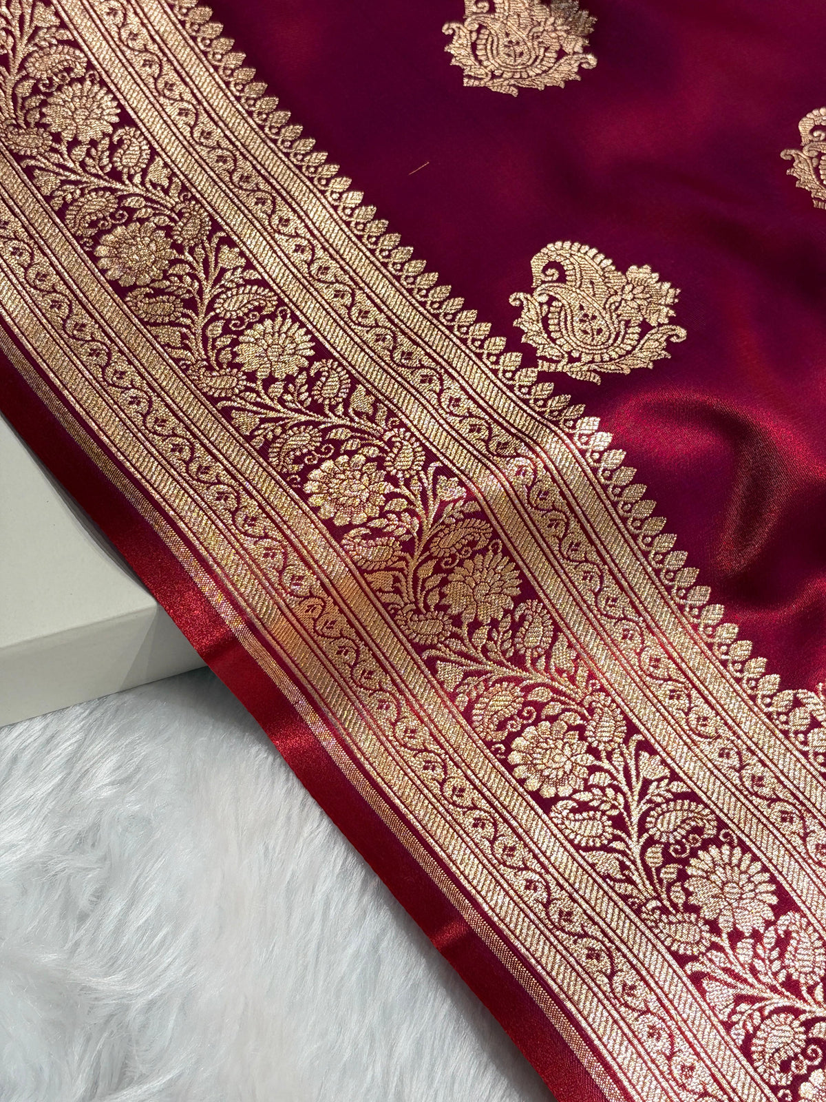Banarasi Light Weight Satin Silk Rani Pink Shades SS71
