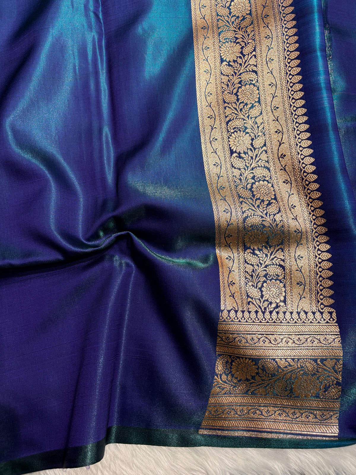 Banarasi Light Weight Satin Silk Peacock Shades SS71