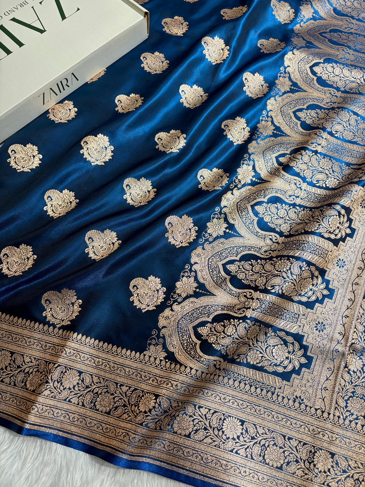 Banarasi Light Weight Satin Silk Royal Blue SS71