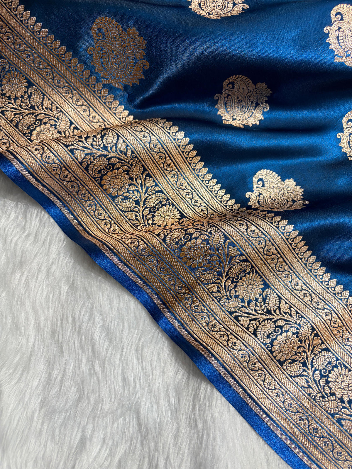 Banarasi Light Weight Satin Silk Royal Blue SS71