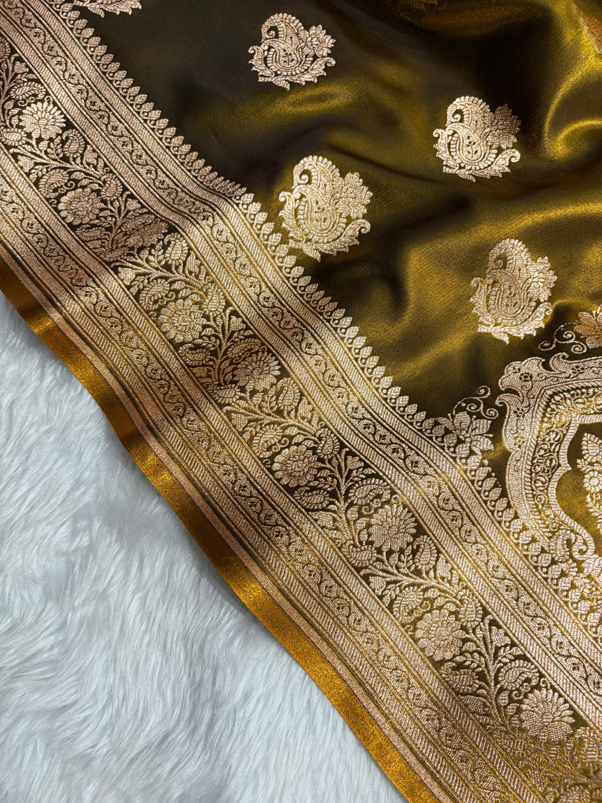 Banarasi Light Weight Satin Silk Mahendi SS71