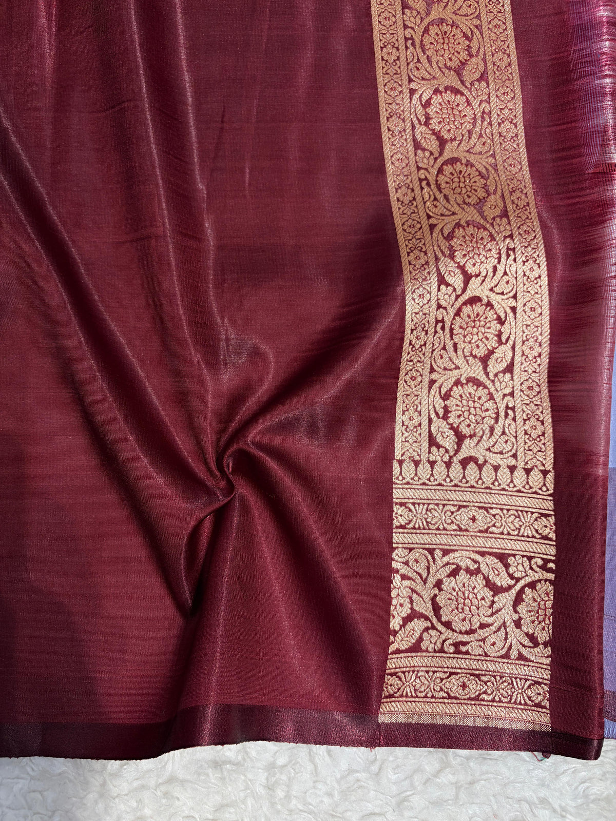 Satin Silk Booti in Dusty Lavender With Brown Shades SS01