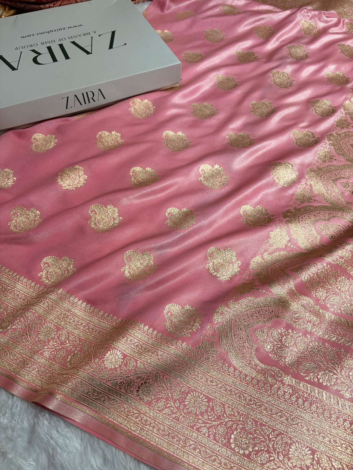 Banarasi Light Weight Satin Silk Baby Pink SS71