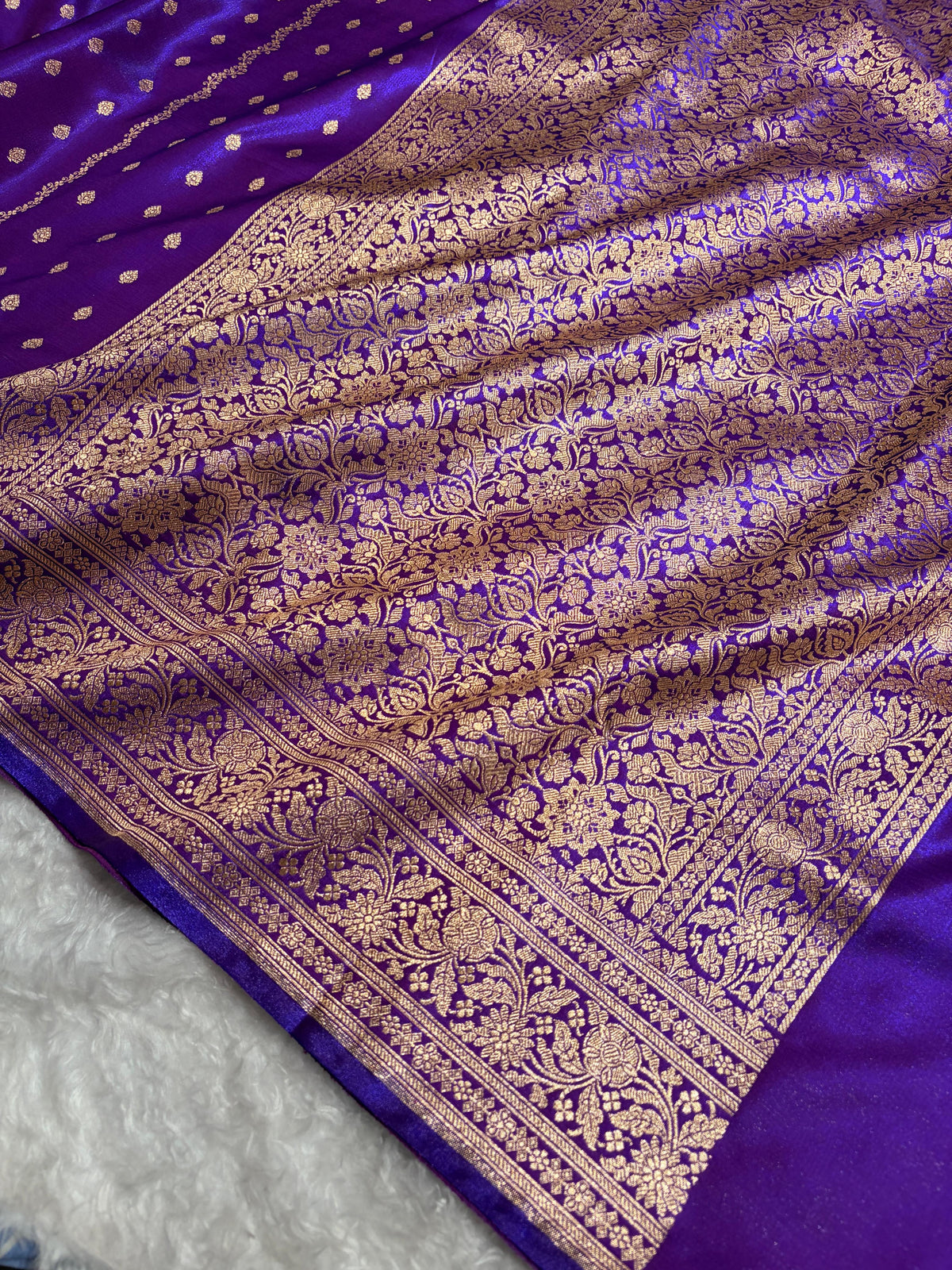 Banarasi Light Weight Satin Silk Royal Purple Shades SS70